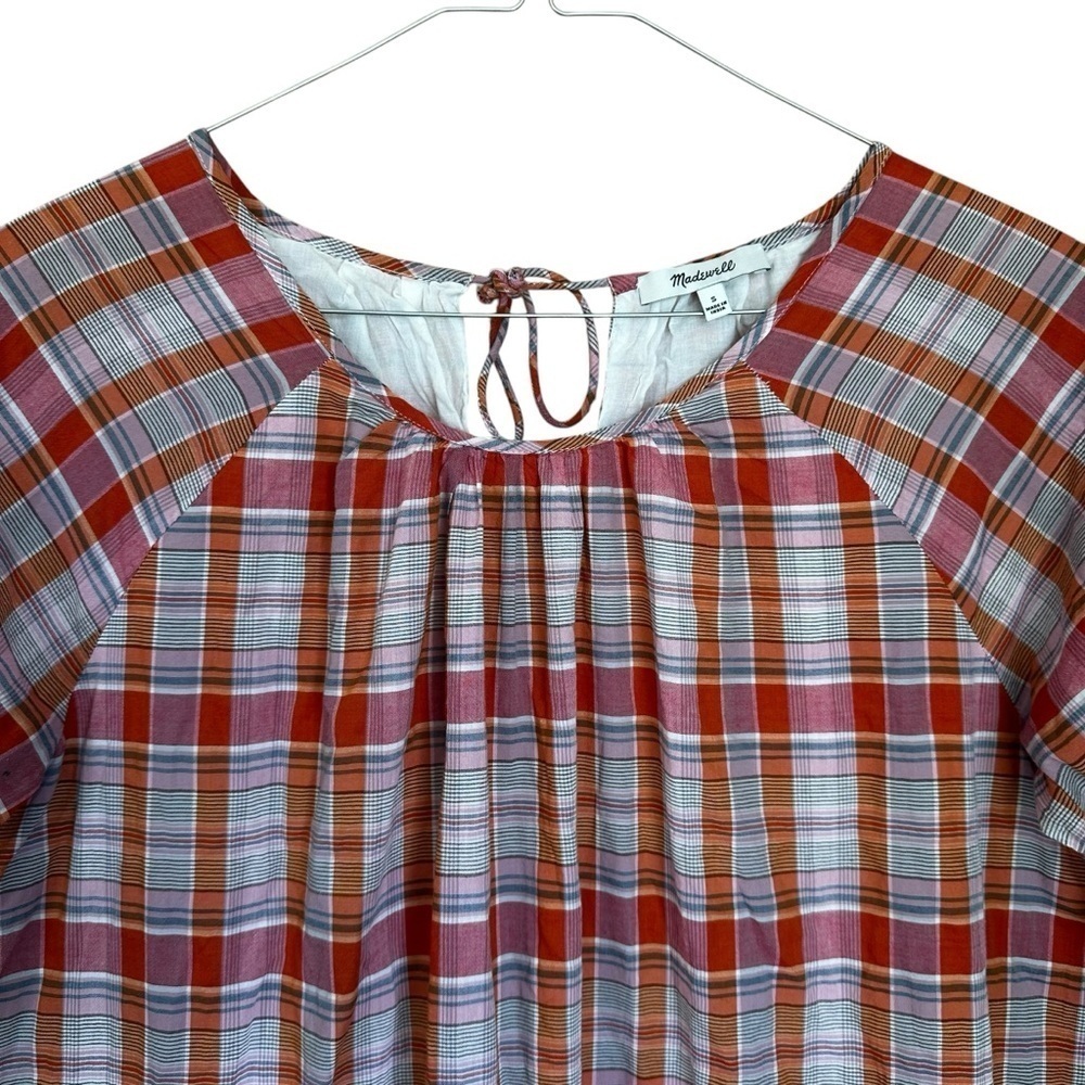 Madewell Plaid Ruffle-Sleeve Popover Mini Dress - Picture 3 of 10